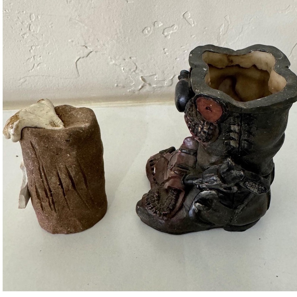 2*Unique Boot Planter Ceramic Vases "Lifes‎ A Beach" Novelty Decor whimsical art